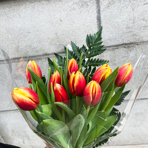 Brassée de tulipes jaunes oranges