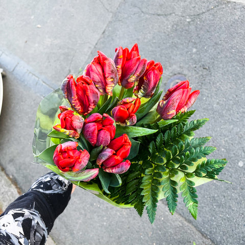 Brassée de tulipes rouges et jaunes